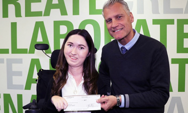 AMI Scholarship winner Victoria and President and CEO David Errington.